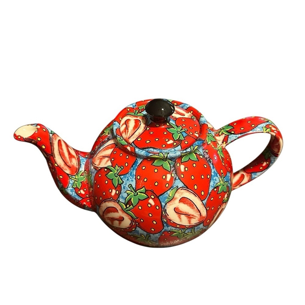 Paul CARDEW DESIGN Classic STRAWBERRIES TEAPOT w/LID Made in ENGLAND 5 Cups - Picture 2 of 10